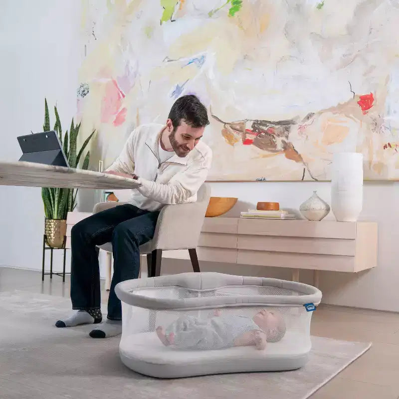 Culla da Comodino Girevole con Parete Abbassabile – Grigio, Capacità 9 kg