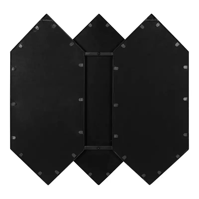 Set di specchi da parete esagonali 71 x 68,5 cm - Cornice nera, design impilato a 3 pezzi