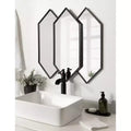 Set di specchi da parete esagonali 71 x 68,5 cm - Cornice nera, design impilato a 3 pezzi