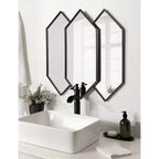 Set di specchi da parete esagonali 71 x 68,5 cm - Cornice nera, design impilato a 3 pezzi