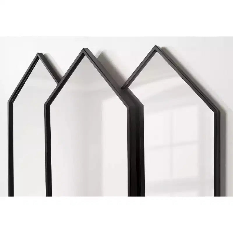 Set di specchi da parete esagonali 71 x 68,5 cm - Cornice nera, design impilato a 3 pezzi
