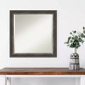 Specchio da Parete Quadrato Incorniciato 24" x 24" con Bordo Smussato – Finitura Carbone Rustico