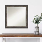 Specchio da Parete Quadrato Incorniciato 24" x 24" con Bordo Smussato – Finitura Carbone Rustico