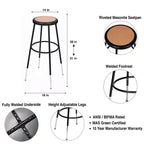 Set di 2 sgabelli da bar Hampden Furnishings regolabili in altezza da 81 a 99 cm, in acciaio resistente, colore nero: telaio rotondo moderno, capacità 136 kg