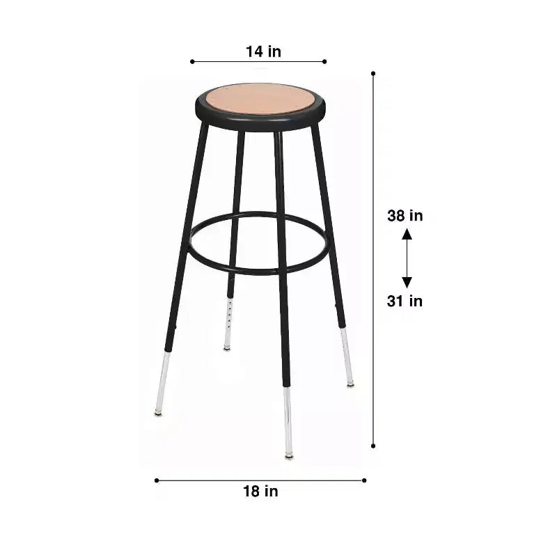 Set di 2 sgabelli da bar Hampden Furnishings regolabili in altezza da 81 a 99 cm, in acciaio resistente, colore nero: telaio rotondo moderno, capacità 136 kg