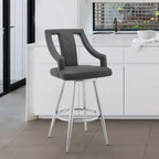 Sgabello da bar girevole da 26" con altezza da bancone, rivestimento in similpelle e struttura in acciaio