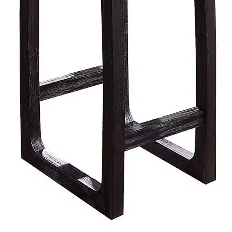 Sgabello da bar altezza bancone con seduta rivestita in lino e base in legno