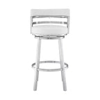 Sgabello da bar rotondo girevole da 26" altezza bancone – Ecopelle e Acciaio Inox, Bianco