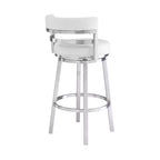 Sgabello da bar rotondo girevole da 26" altezza bancone – Ecopelle e Acciaio Inox, Bianco