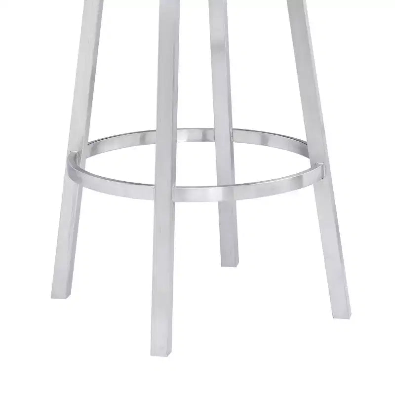 Sgabello da bar rotondo girevole da 26" altezza bancone – Ecopelle e Acciaio Inox, Bianco