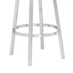Sgabello da bar rotondo girevole da 26" altezza bancone – Ecopelle e Acciaio Inox, Bianco