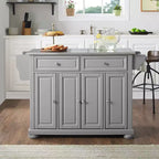 Carrello da cucina con isola e piano in acciaio inox e contenitore