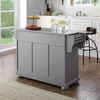 Carrello da cucina con isola e piano in acciaio inox e contenitore