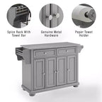 Carrello da cucina con isola e piano in acciaio inox e contenitore