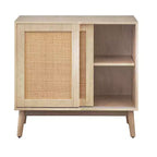 Credenza a muro con ante scorrevoli in rattan – Finitura naturale, stile moderno di metà secolo