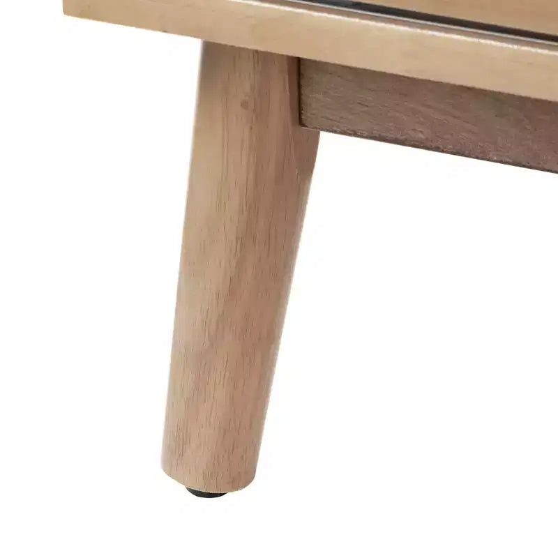Credenza a muro con ante scorrevoli in rattan – Finitura naturale, stile moderno di metà secolo
