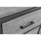 Credenza in legno di mango con struttura in metallo, finitura grigia – 3 cassetti e 2 ante