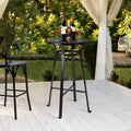 Tavolo da Bar 104,77 cm in Acciaio con Piano in Legno Massello di Olmo, Nero, 2 Posti