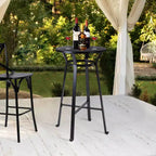 Tavolo da Bar 104,77 cm in Acciaio con Piano in Legno Massello di Olmo, Nero, 2 Posti