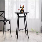 Tavolo da Bar 104,77 cm in Acciaio con Piano in Legno Massello di Olmo, Nero, 2 Posti