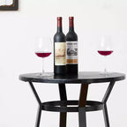 Tavolo da Bar 104,77 cm in Acciaio con Piano in Legno Massello di Olmo, Nero, 2 Posti