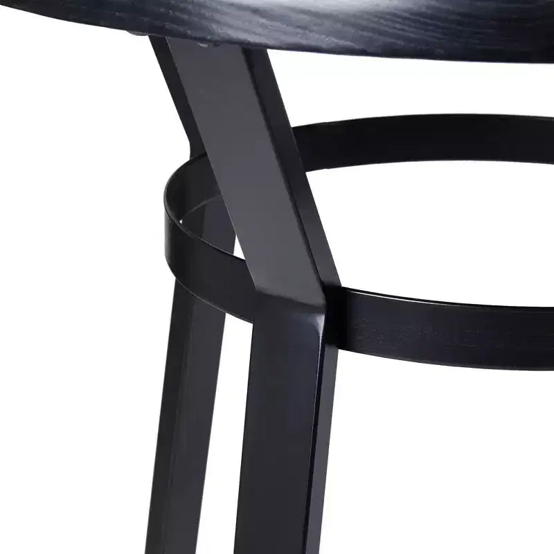Tavolo da Bar 104,77 cm in Acciaio con Piano in Legno Massello di Olmo, Nero, 2 Posti