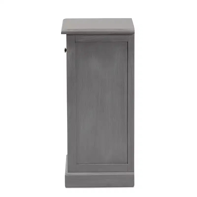 Comodino a 3 cassetti con frontali in rattan, grigio