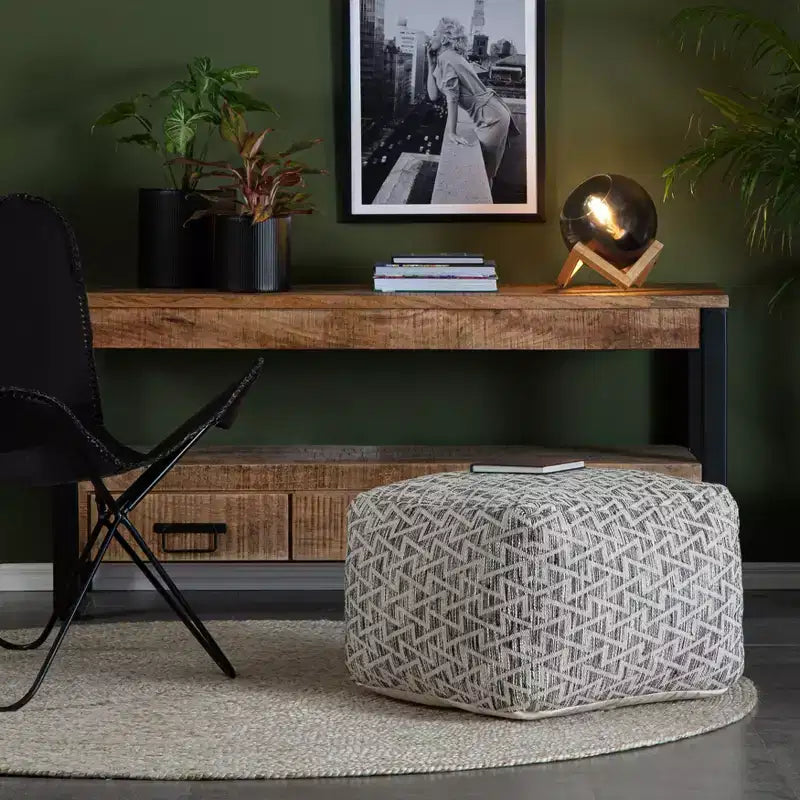 Pouf quadrato nero/avorio