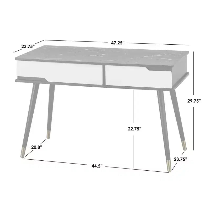 Scrivania Mid-Century Modern a 2 cassetti – Nera