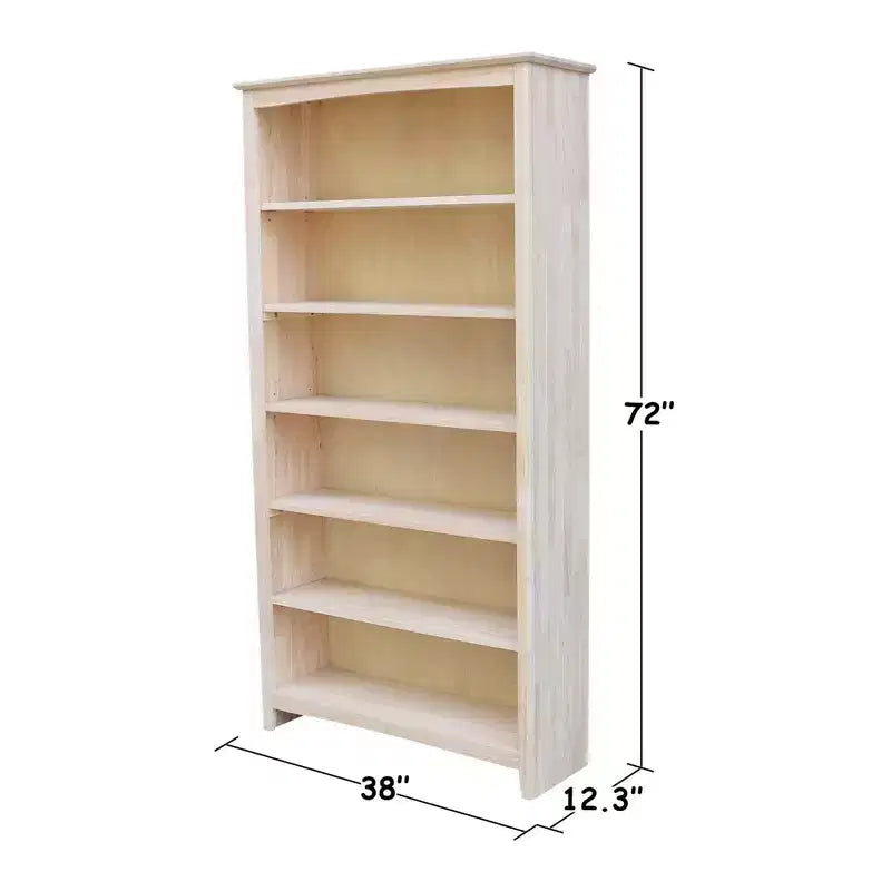 Libreria Shaker non rifinita 183 x 96 cm – Pará in legno massiccio, 6 ripiani