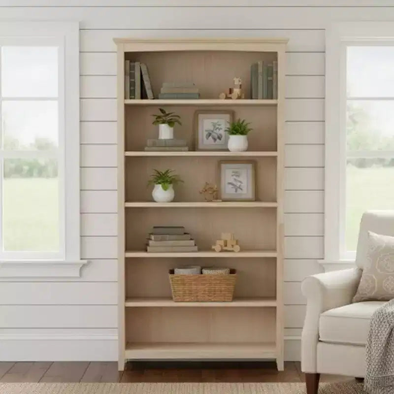 Libreria Shaker non rifinita 183 x 96 cm – Pará in legno massiccio, 6 ripiani