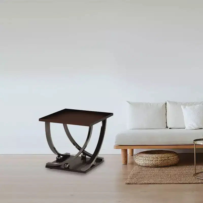 Tavolino quadrato 60 cm – Struttura in metallo e piano in legno