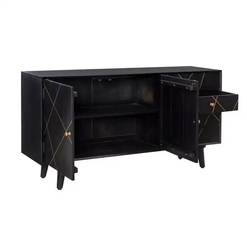 Consolle da 58" in stile moderno di metà secolo con cassetti