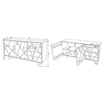 Consolle da 58" in stile moderno di metà secolo con cassetti