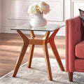 Tavolino finale con piano in vetro – Finitura noce, Stile Mid-Century Modern