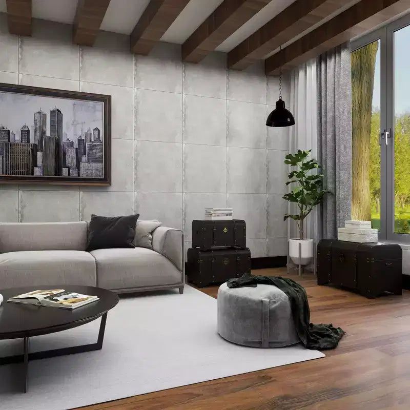 Set di 3 Bauli Decorativi Contenitori – Marrone Scuro, Finitura Anticata
