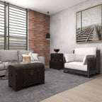 Set di 3 Bauli Decorativi Contenitori – Marrone Scuro, Finitura Anticata