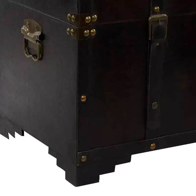 Set di 3 Bauli Decorativi Contenitori – Marrone Scuro, Finitura Anticata