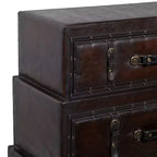 Cassettiera tradizionale in similpelle e legno con 3 cassetti – Marrone