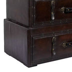 Cassettiera tradizionale in similpelle e legno con 3 cassetti – Marrone