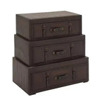 Cassettiera tradizionale in similpelle e legno con 3 cassetti – Marrone