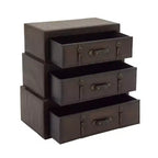 Cassettiera tradizionale in similpelle e legno con 3 cassetti – Marrone