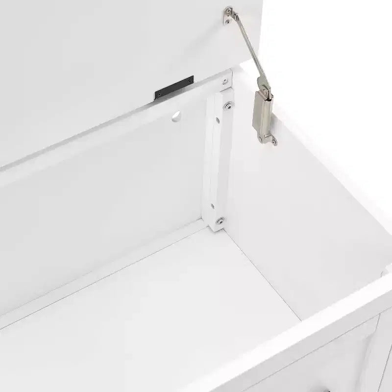 Ingresso con panca contenitore – Bianco, schienale a spina di pesce, 4 ganci