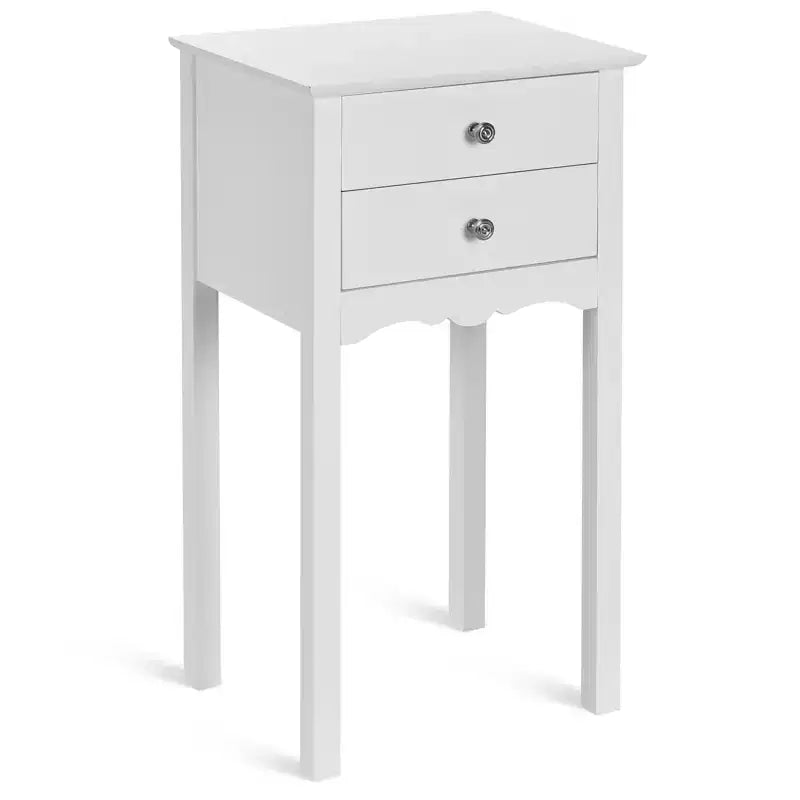 Tavolino con 2 Cassetti – MDF Bianco