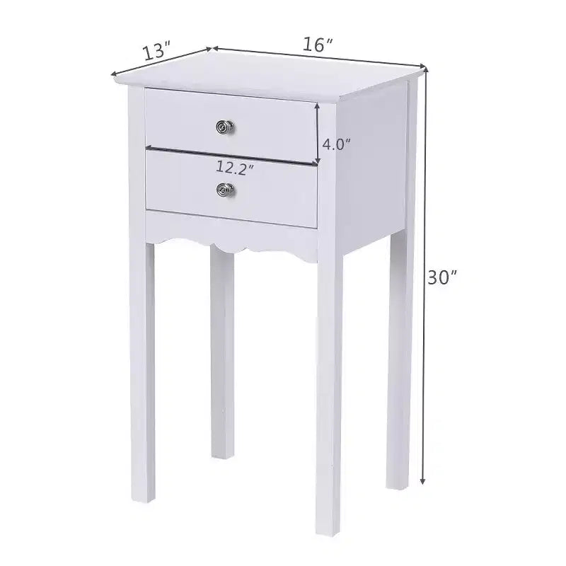Tavolino con 2 Cassetti – MDF Bianco