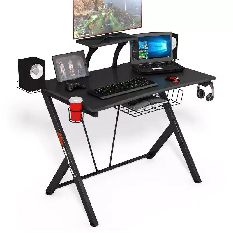 Scrivania da gaming con gancio per cuffie e portabicchieri