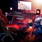 Scrivania da gaming con gancio per cuffie e portabicchieri