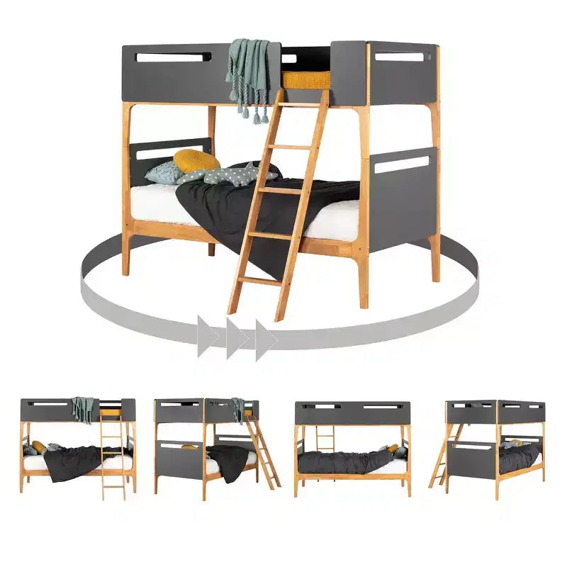 Letto a castello matrimoniale moderno con struttura in legno laminato