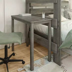 Letto a castello a L in stile rustico con scrivania, matrimoniale sopra queen size