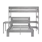 Letto a castello a L in stile rustico con scrivania, matrimoniale sopra queen size